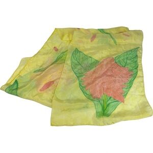 Vintage yellow floral silky scarf